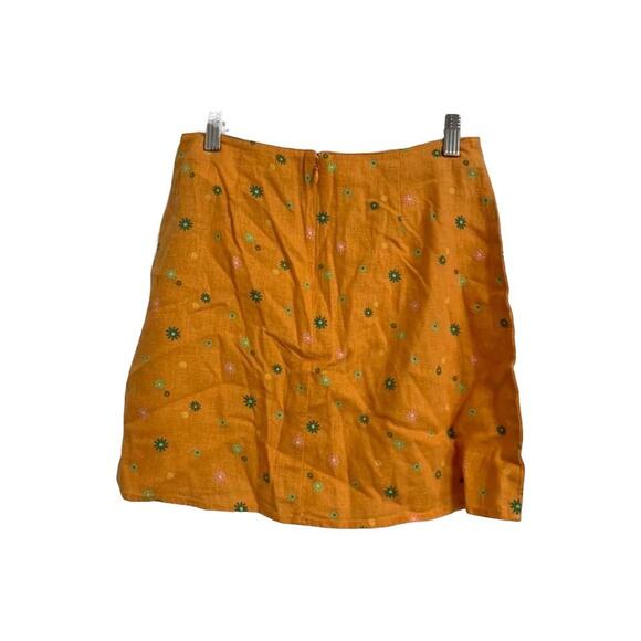 Abound Orange Asterisk Floral Linen Mini Skirt Size Small NEW - Picture 6 of 6